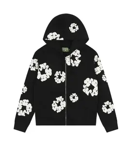 Denim Tears Wreath Zip Up Hoodie Black