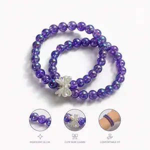 Purple Bow Bracelet Set