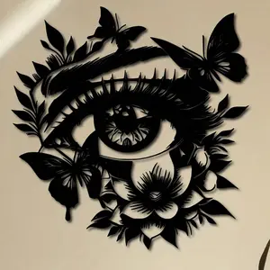 Butterfly & Flower Design Wall Art, Metal Wall Decor, Modern Wall Hanging Decor for Home Living Room Bedroom, Home Decor, Room Decor, Stickers