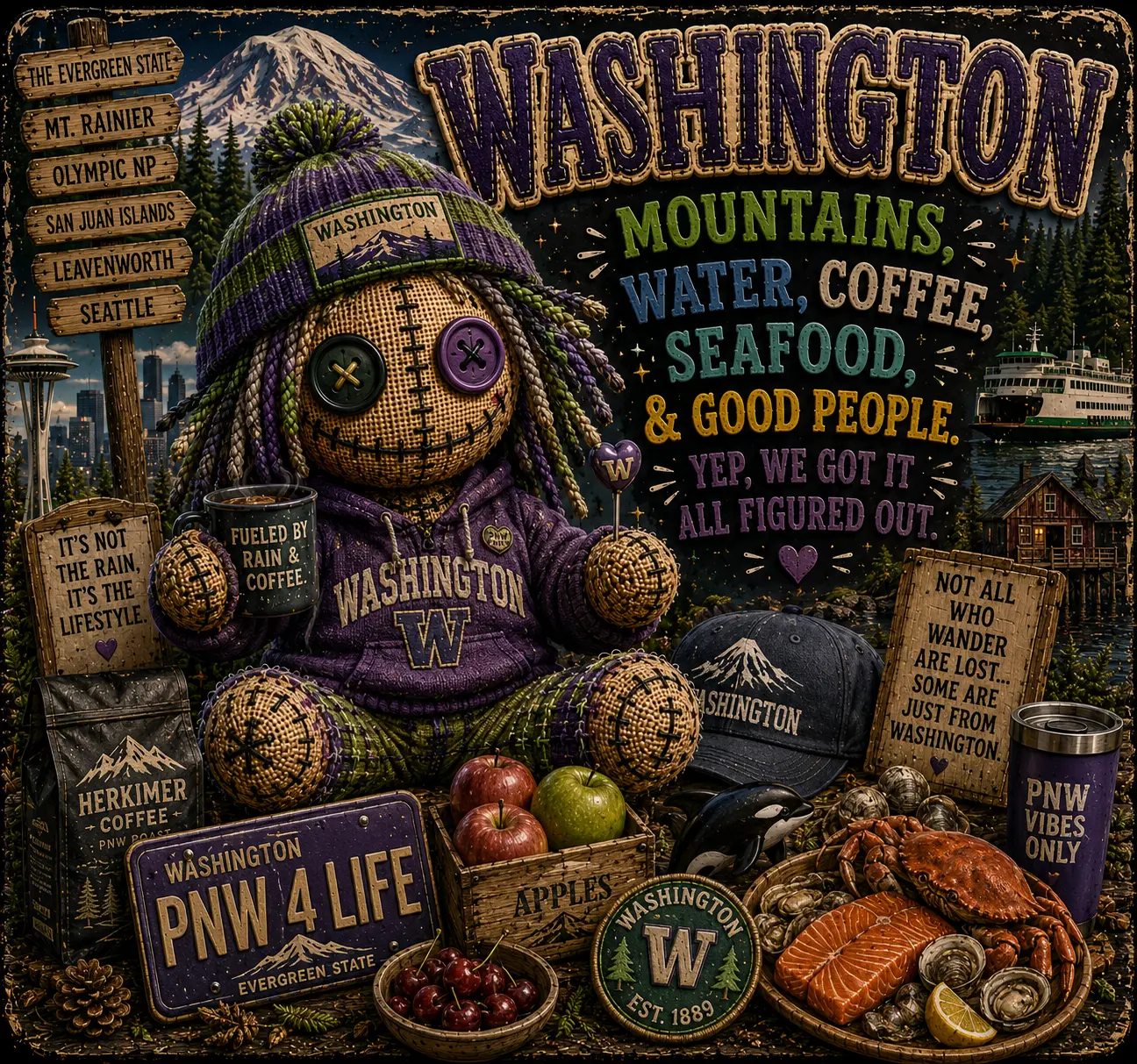 Washington themed voodoo doll magnet