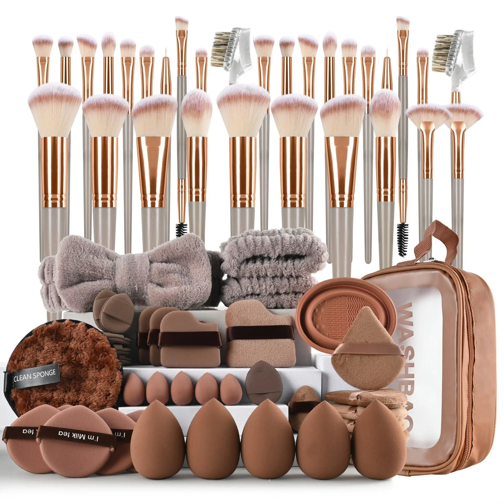 67-Piece Coffee-Color Toiletry Bag Set