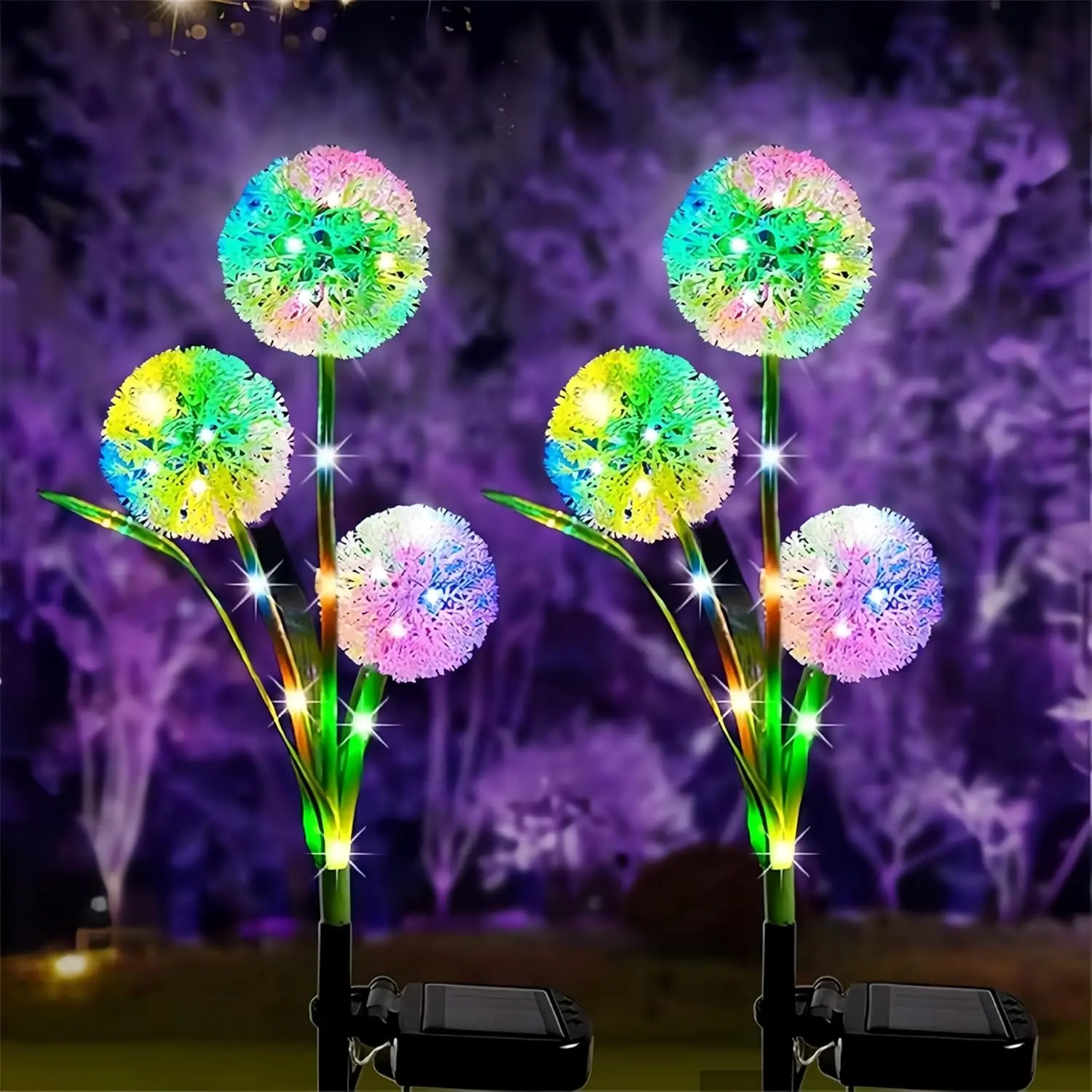 2/4 Pack Solar Landscape Dandelion Flower Stake Lights, Waterproof LED Solar Outdoor Garden Decorative Lights,Porch Pathway Lawn Decor for Patio Holiday Party