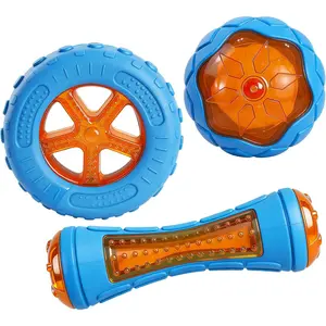 3 Pcs Dog Pool Floating Toys,TPR Bite Resistant Squeaky Dog Water Toy for Medium Large Dog,Interactive Dog Toys for Throwing Fetching,for Summer Outdoor Lake Beach Training Playing with storage bag