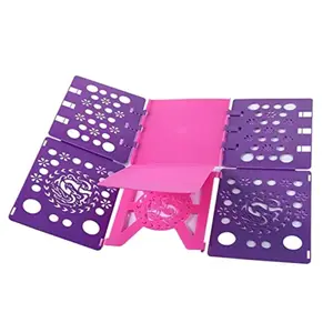 Version 3 T-Shirt Folding Board - Durable Plastic Laundry Folder for Clothes, Saves Time & Space, Easy to Use for Fast, Neat Folds (Pink Purple)