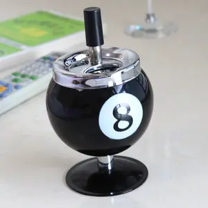 Billiards Black Metal Ashtray Covered Cigarette Cup Anti Fly Ash Office Household Restaurant Bar Decoration Black
