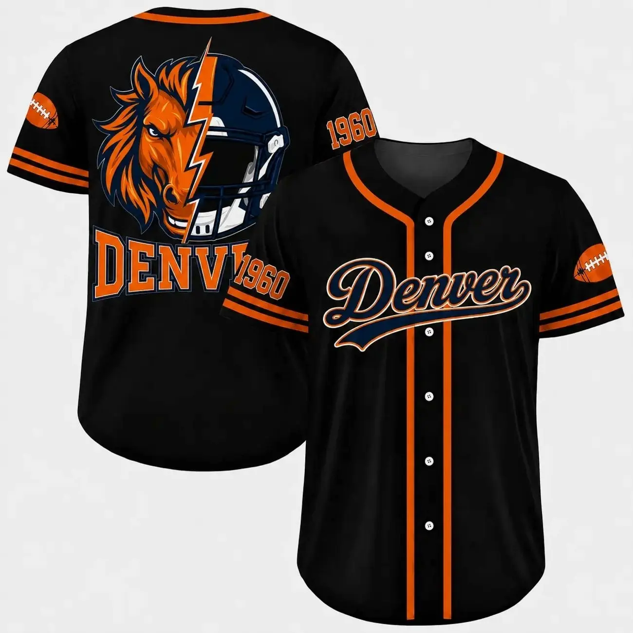 All Team Football Game Day Baseball Jersey, Sport Fan Uniform Shirt, Unisex Casual Versatile Top For Sports Events & Daily Everyday Outfits 5ZK