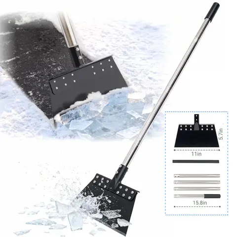 CKLT 65in Ice Scraper,Snow Shovel, Floor Scraper,Heavy Duty Ice Chopper,Multifunctional Flat Shovel with Adjustable Long Handle,Tool for Driveway, Walkway, Garden and Outdoor Cleaning