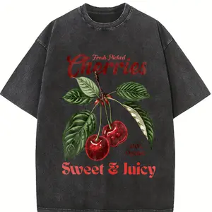 Retro Cherries Commercial Graphic Shirt, Vintage Cherry T-Shirt, Unisex Cotton Tee, y2k Style Tshirt, Cool Gift For Him & Her Top Womenswear