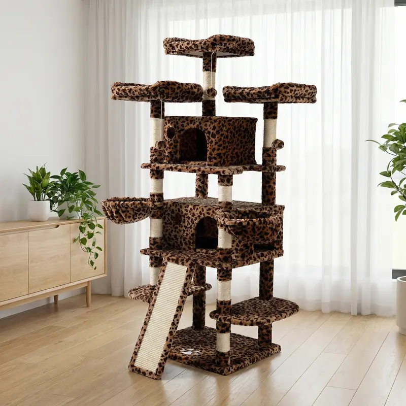 MUTICOR 68in Premium Heavy-Duty Cat Tree for Large Cats/Big Cat Tower with Cat Condo/Cozy Plush Cat Perches/Sisal Scratching Posts and Hammocks/Cat Activity Center