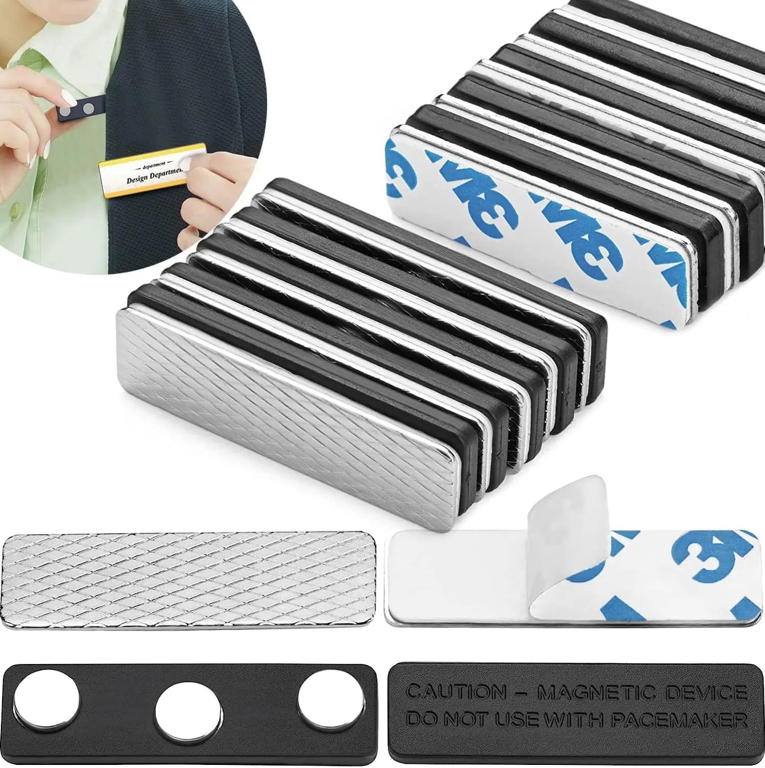 Magnetic Name Tag Holders with Strong Magnets - Plastic-Free for Adults, Secure ID Badge & Accessory Attachment at Work (10)