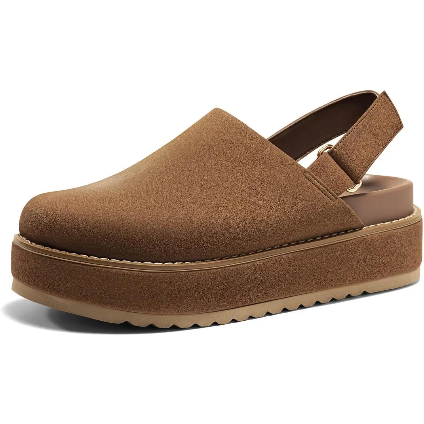PASLTER Women's Platform High Heel Clogs - Adjustable Buckle Clogs, Thick Soled Mules, Footwear with Adjustable Strap, Slip-On Comfortable Fall Sandals