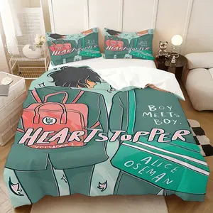 Heartstopper theme bed three-piece set, the style does not include quilt core pillow core, Thanksgiving New Year's gift, home travel lunch break adaptation, warm company of elders, relatives and friends, practical goods in the festival atmosphere