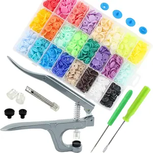 360 Sets T5 Snaps Buttons No Sew Plastic Snaps Fasteners with Pliers Tools 24 Colors Snap Fasteners Buttons Kit for Sewing Clothes Fabric DIY Crafting (with Pliers Tool)