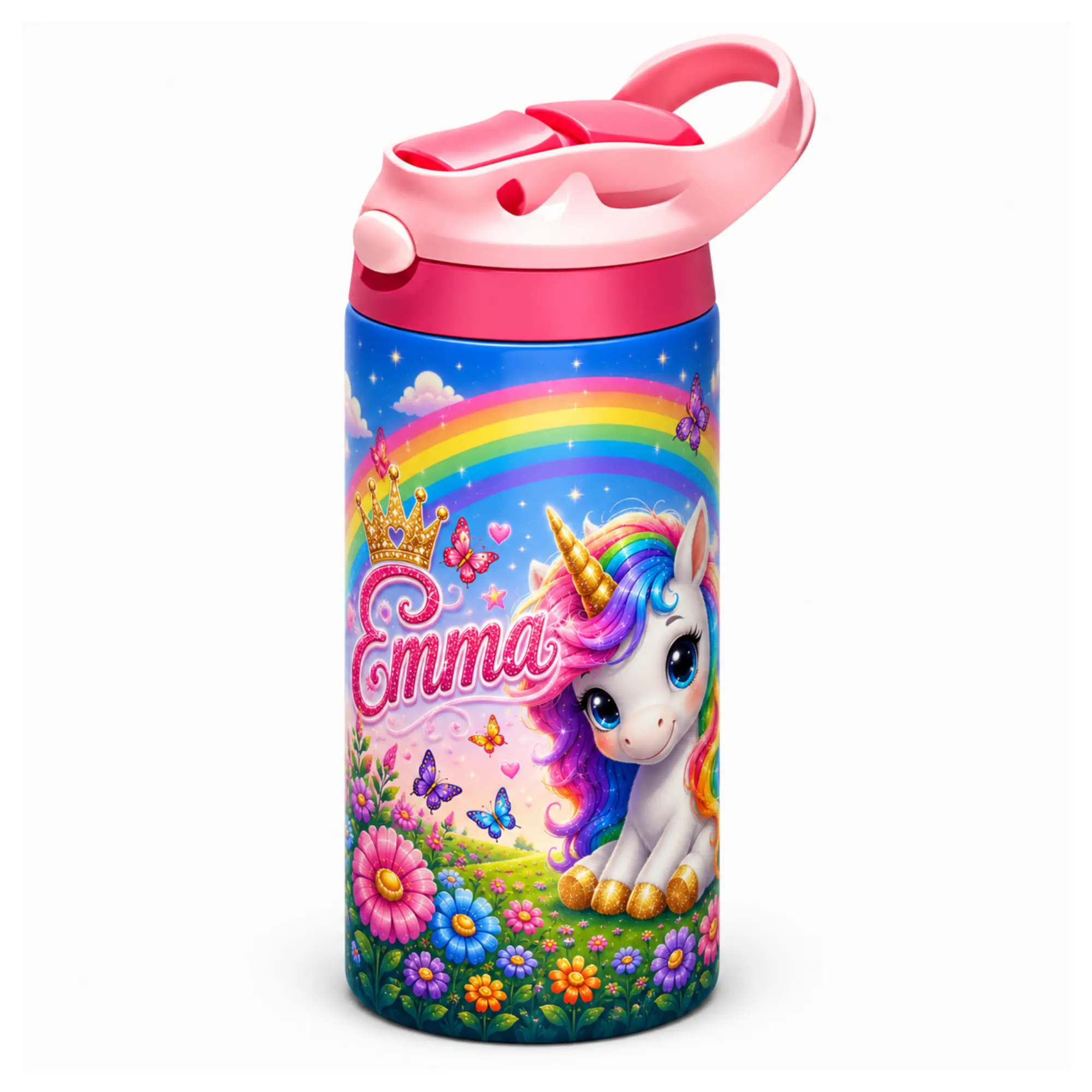 Kids Tumbler/Sippy Cup | Personalized Kids Unicorn Tumbler | Custom Name Water Bottle with Cute  Unicorn Design | Fun Gift for Boys & Girls, School, Sports, Everyday Use