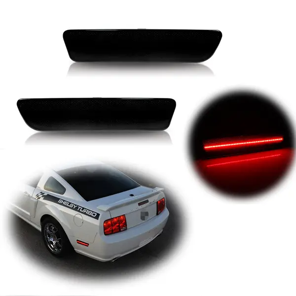 2PCS Smoked Lens Red LED Rear Side Marker Lights For 2005 2006 2007 2008 2009 Ford Mustang Replace OEM 4R3Z-15A201-BA 4R3Z15A201BA 4R3Z-15A201-AA 4R3Z15A201AA