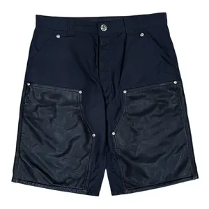 Chrome Hearts Leather Double Knee Nylon Carpenter Shorts Black