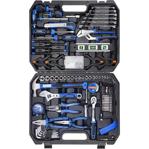 168- Socket Wrench Auto Repair Tool Combination Package Mixed Tool Set Hand Tool Kit with Plastic Toolbox Storage Case
