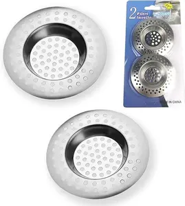 Kitchen Sink Strainer Plug Stainless Steel Hole Cover, Bathtub/Shower Drain Cover Hair Catcher Sink Stopper Drain Filter for Kitchen/Bathroom 7.7cm Diameter (90 Hole) 2pk