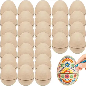 30 Pack DIY Paper Mache Easter Eggs, Fillable Blank Paintable Eggs for Easter Crafts, Home Decor, Activities, Party