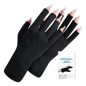 UV Gloves for Gel Manicures: Professional UPF200+ UV Nail Gloves U V Light Fingerless Glove Anti UVA & UVB 999+ Glove for Gel Nail Lamp (Black)