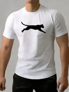 Men's Running Panther Graphic T-Shirt - Minimalist Athletic Tee for Running, Gym, Fitness Training | Stretchy Breathable Moisture Wicking Workout Shirt for Men | Slim Fit Performance Top for Athleisure & Everyday Wear
