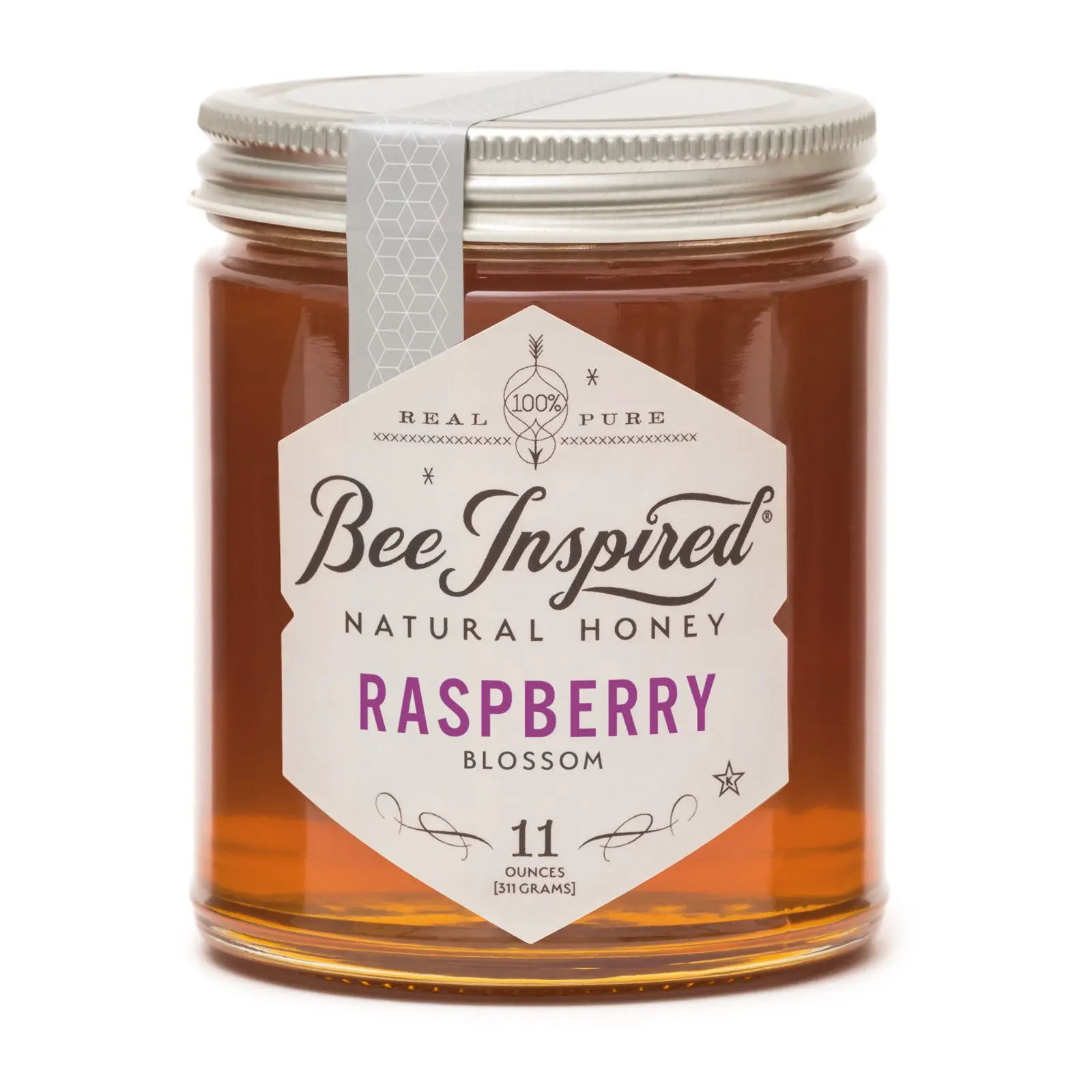 Bee Inspired Goods Raw Raspberry Blossom Honey - Pure Harvested in Washington, 11 Ounces, Light Amber Color, Sweet Berry Flavor