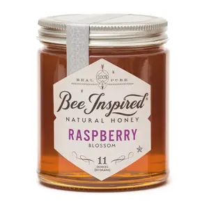 Bee Inspired Goods Raw Raspberry Blossom Honey - Pure Harvested in Washington, 11 Ounces, Light Amber Color, Sweet Berry Flavor