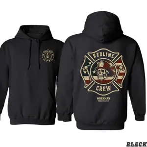 [graphic hoodies]Cool Thin Red Line Hoodie with Retro Skull Design for Firefighters, Firehouse Gear & Everyday Wear – Perfect for Outdoor Duty, Unisex Fall Outfits, Machine Washable, Durable & Comfortable Cotton Essential fall outfits Sweatshirts eleven