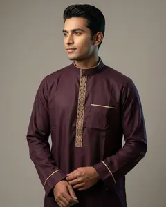 Men's Maroon Executive Thobe – Bronze Embroidery