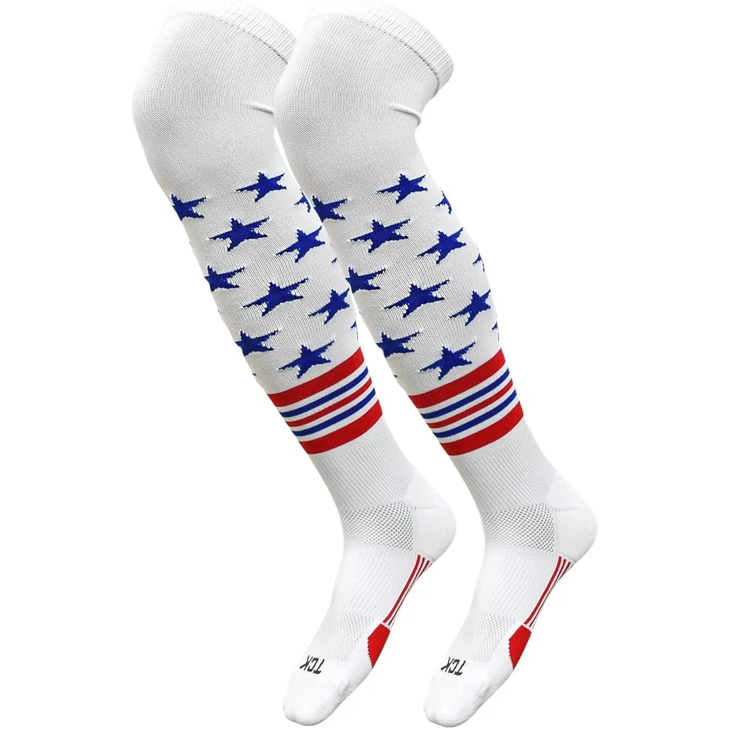 USA Made Over Knee Baseball Socks & Softball Socks Youth Boys, Girls, Adult – American Flag Patriotic Stars & Stripes(Gift)
