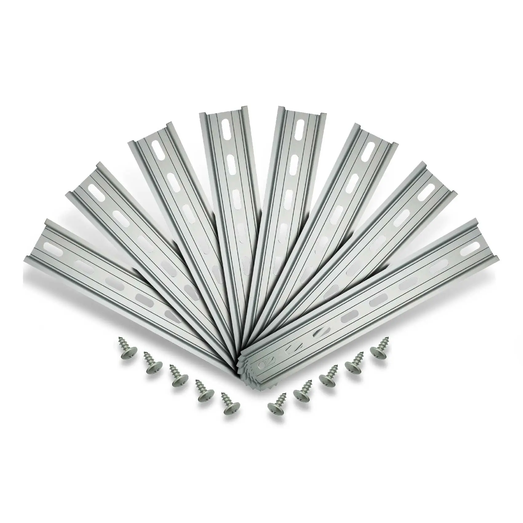 Electrodepot 8 Pieces Slotted Aluminum DIN Rail (35 mm x 8-in) with 16 #10 Stainless Steel Screws