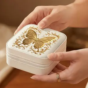 Butterfly Jewelry Case, Mini Jewelry Zippered Organization with Mirror for Rings Bracelets Necklaces, Suit for Travel Suitcase