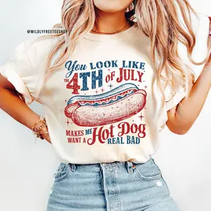 You Look Like the 4th of July Shirt, Funny Hot Dog Shirt, July 4th Shirt, Fourth of July Shirt, Snarky Tee, Patriotic Shirt
