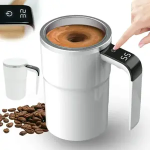 Mug -Self-Stirring Magnetic Coffee Cup with Temp Display，Rechargeable Stirring Mug，Safe & Food-Grade, Easy to Clean, Touch Lcd Display, Type-C Rechargeable