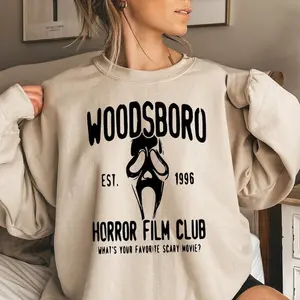 Woodsboro Horror Film Club Sweatshirt, What Your Favorite Scary Movie Sweatshirt, Scary Halloween Crewneck Sweater, Horror Movies Sweatshirt, Ghostface Crewneck Sweatshirt, Scream Sweater