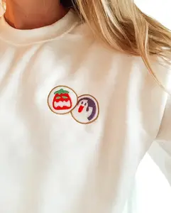 Halloween Sugar Cookie Embroidered  Crewneck Sweatshirt, Halloween Sweatshirt, Halloween Embroidered Sweatshirt, Halloween Cookie