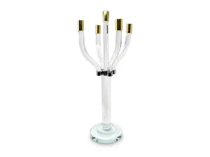 212 MAIN 20 in. Multiple-Arm Decorative Glass Crystal Candelabra Candle Holder - Gold & Silver, Modern-Contemporary Decorative Candle Stand, Home Accessories for Ideal Home Decor Gift