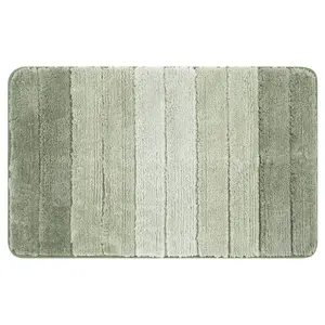 REGALWOVEN Plush Gradient Striped Bathroom Rug, Microfiber Shaggy Bathroom Mat Machine Washable with TPR Backing 16" x 24" Green