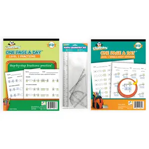 Channie’s Visual One Page A Day Beginning Fractions & Division Math Workbooks & Ruler Kit- 2 Pack