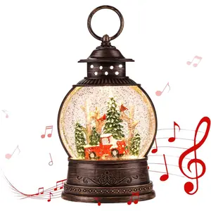 Christmas Decorations Indoor 8 Christmas Songs Musical Snow Globe with Swirling Glitter for Christmas Tree Indoor Home Holiday Decor Party Gifts