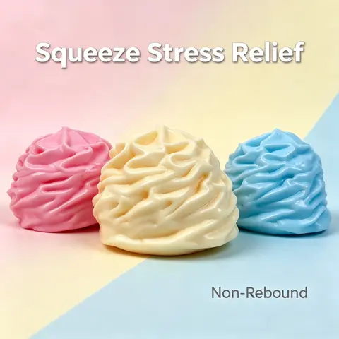 Mousse Shape Cream Swirl Squishy Toy - 2.95in(7.5cm) Non Rebound Soft Squishies, Squishy Fidgets for Small Hands, Sensory Squish Decompression Stress Relief Tool