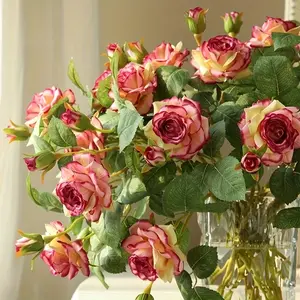 5 Pcs Scented Artificial Roses - High-Quality Curled Edge Fake Flowers with Soft Touch for Wedding Centerpieces, Home Decor, Table DIY, Christmas & Mother‘s Day