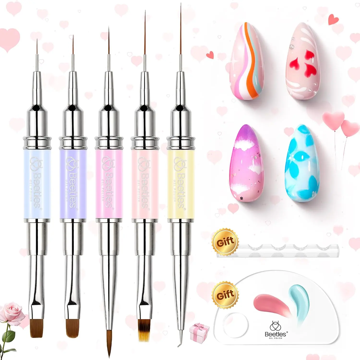 5 Pcs Double-ended Nail Art Brushes Kit