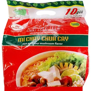 Binh Tay La Bo De Vegetarian Instant Noodles Hot and Sour Mushroom Flavor (Mì Chay Chua Cay Lá Bồ Đề) - Pack 10