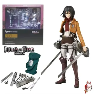 Attack On Titan Mikasa-Ackerman Figma 203 Standing Figure with Detachable Sword Model Toy for Fans 7.4 Inches PVC Anime Collectible