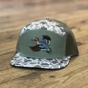 AIX Green Wing Teal Sage Old School Camo 7 Panel Hat