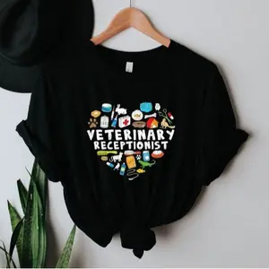 Heart Veterinary Receptionist Shirt, Heart Veterinary Receptionist Tshirt, Veterinary Receptionist Gift Tee