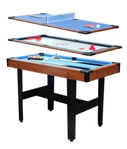 48″ 3-in-1 Multi Game Table - Combo Game Classic Table Set with 2 table tennis paddle & 2 Cue Stick, Billiards/Pool Ping Pong Glide Hockey and Table Tennis Table Accessories for Indoor and Outdoor, Family, Kids and Adults