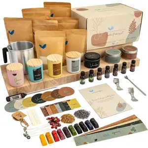 Soy Candle Making Kit - Full Set - Soy Wax, Big 7oz Jars & Tins, 7 Pleasant Scents, Color Dyes &  -  as  Decorations - DIY Starter Scented Candles Making Kit