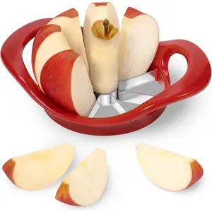 Apple Cutter 8 Slices, 8 Blade Apple Slicer and Corer, Apple Corer Tool with Stainless Steel Blades, Super Sharp Fruit Cutter Fruit Slicer, Red